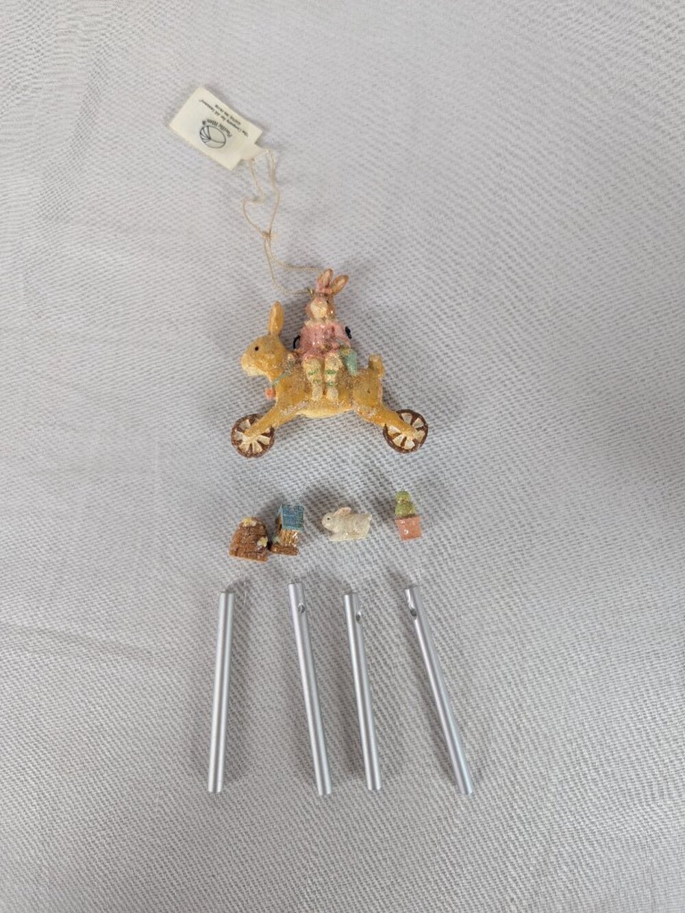 Pacific Rim Easter Bunny Wind Chimes Windchime Glitter Cottagecore Pastel NEW